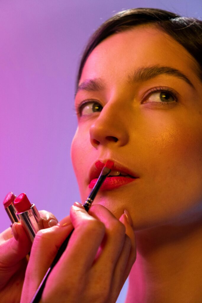 applying lip color