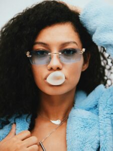 girl with trendy goggles 